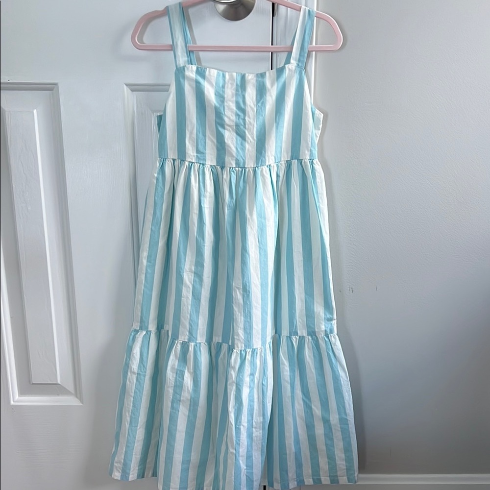 NWOT. Striped Blue and White Kids Maxi Dress